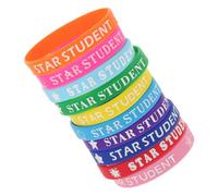 CVUTOVO Colorful Silicone Wristbands for Kids 10-Piece Star Student Reward Bracelets Adjustable Size for School Classroom Recognition Fun Party Favors