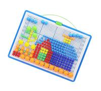 CVUTOVO Creative Mushroom Nail Jigsaw Puzzle Toy with 592pcs Plastic Pegs, round Shape for Boys and Girls, Enhances Logic Thinking and Eye-hand Coordination, Educational Pegboard Game Random Color