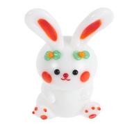CVUTOVO Cute Glass Bunny Figurine Desktop Ornament with Versatile Display Options and Wipe Clean Quickly Feature, White Rabbit Shape for Living Room and Desktop Decorations