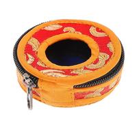 CVUTOVO Cymbal Bell Box and Propitious Patterns Handmade Red Cotton Cloth with Delicate Nepal Style Easy to Carry Storage Case for Meditation Bell Suitable for Temple and Buddha Use