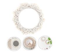CVUTOVO Decorative Tapestry Wall Hanging Mirror Acrylic Simple Makeup Mirror for Bedroom and Office Home Decoration Beige Stylish and Creative Design