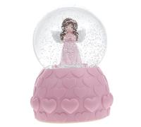 CVUTOVO Delicate Angel Design Crystal Ball Music Box with 7-color Led Light, Automatic Snow Effect, Large Pink Crystal Ornament for Romantic Home Decoration