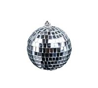 CVUTOVO Disco Ball Mirror Strobe Light 10cm Silver Glass Reflective Hanging Party Decoration 1 Pc Glitter Lamp for Wedding Night Club Prom Dance Christmas Banquet Pub