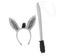 CVUTOVO Donkey Ears and Tail Set for Boys and Girls Animal Costume Accessories Headband and Tail Props for Carnival and Party Dress-Up