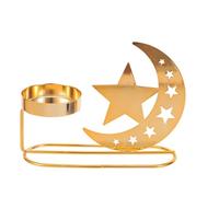 CVUTOVO Eid Mubarak Crescent Moon Candle Holder, Metal Ramadan Tabletop Candle Stand, Muslim Home Decor And Eid Centerpiece, Compatible with Led And Tealight