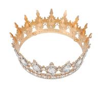 CVUTOVO Elegant Zinc Alloy Rhinestone Crown for Women with Unique Design and Reasonable Structure, Golden Bridal Headpiece for Wedding and Stage Performance Accessories