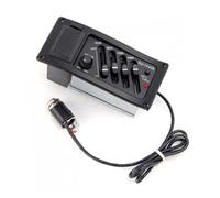 CVUTOVO Eq Acoustic Guitar Piezo Pickup with Band Preamp Equalizer and Low Battery Indicator Under Saddle Amplifier Tuner for Folk and Classic Guitars Easy Installation Black