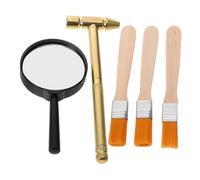 CVUTOVO Excavation Tool Set with Small Mallet Brush Magnifier Interactive Archaeology Dig Kit for Boys and Stem Educational for Developing Motor Skills and Parent Exploration