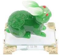 CVUTOVO Green Jade Rabbit Figurine Small Desktop Bunny Decor Creative Artistic Ornament for Home Office Coffee Shop Restaurant Conference Material Tabletop Adornment