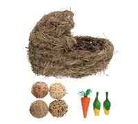 CVUTOVO Hand-woven Grass Nest for Hamster and Rabbit, Natural Grass Woven House Providing A Safe Resting Place and Soothing Emotions, Suitable for Summer and Winter Use