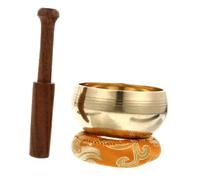 CVUTOVO Handcrafted Nepalese Singing Bowl Set 8cm 2 Black Wooden Mallets and Cushion, Meditation and Buddhist Supplies for Yoga Relaxation and Sound Healing Random Color