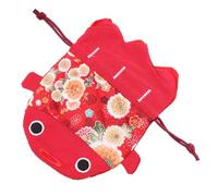 CVUTOVO Japanese Style Drawstring Purse Red Cloth Candy Bag with Goldfish Shape for Special Occasion and Travel, Small Gift Pouch Suitable for Storage of Cosmetics and Cell Phone