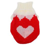 CVUTOVO Knitted Valentine’s Day Dog Sweater with Heart Pattern, Red and White Small Dog Winter Clothes, Warm Puppy and Kitten Sweater for Female Pets