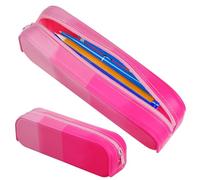 CVUTOVO Large Capacity Pink Pencil Pouch with Silicone Material, Soft and Flexible Makeup Brush Case Featuring a Large Compartment, Multi-Purpose Storage for Stationery and Cosmetics