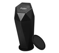 CVUTOVO Leakproof Car Trash Can with Easy Bounce Cover and Cup Holder Coaster Auto Garbage Bin and Noise-reducing Cup Mats for Car Interior Home and Office Use