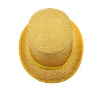 CVUTOVO Magician Top Hat for Lightweight Feathered Costume Accessory for Halloween Parties Birthday Celebrations Eye Catching Design for Stage Performances Unique Gold Color Hat