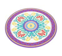 CVUTOVO Meditation Sound Bowl Rounded Mat with Flower Print Pattern Lightweight Cushion for Buddhist Singing Bowls for Meditation Practice