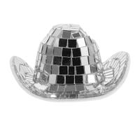 CVUTOVO Mini Silver Disco Cowboy Hat Tiny Ornament Miniature Cowgirl Hat for Party Decorations DIY Craft Accessories for Dollhouse and Dress-up Play