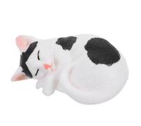 CVUTOVO Mini Sleeping Cat Figurine, Black and White Cat Ornaments, Tabletop Kitten Figurine in Plastic, for Home Decoration or Office Desk Display, 2.13X1.65X0.94In