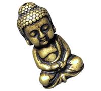 CVUTOVO Mini Solid Brass Buddha Figurine Vintage Desktop Statue Decor