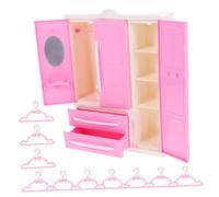 CVUTOVO Mini Wardrobe Model with Mini Clothes Hangers Doll Coat Rack for Doll Clothes Storage and Organization Sturdy Miniature Dollhouse Furniture Accessory for Tidy Up