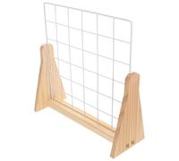 CVUTOVO Minimalist Wood and Iron Photo Grid Display Rack with Small Wood Base, Versatile Double-sided Grid Panel Organizer for Jewelry and Memos, for Home Use and Craft Fair Display