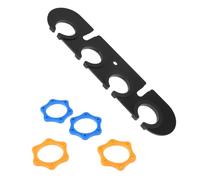 CVUTOVO Multi Microphone Holder with 4 Holes for Wired and Wireless Mics Black Alloy and Plastic Mic Stand Tray Shelf with Thickened Base Long Bar Design for Podcast Workspace
