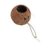 CVUTOVO Natural Coconut Shell Lizard and Hamster Shelter Two Entrances, Parrot and Bird Feeding Nest, Pet Hiding Cave for Small Animals, Suitable for Birdcages and Reptile Habitats