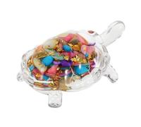 CVUTOVO Natural Crystal Glass Turtle Figurine Hand Polished Sea Turtle Sculpture for Office Desk Feng Shui Decoration Clear Glass Animal Ornament