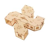 CVUTOVO Pet Exercising Toy Hamster Maze Tunnel Wooden Labyrinth Activity Toy for Small Animals, Play and Rest Platform, Bite and Scratch Resistant Tunnel