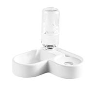 CVUTOVO Plastic PET Bowl Feeder Heart-shaped Dog Bowl 500ml Automatic Water Dispenser Bottle Anti-slip Multi-purpose for Cat Dog Use (White)