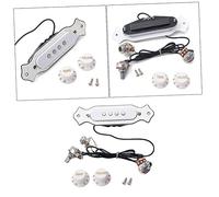 CVUTOVO Pre Soundhole Pickup for 4 String Acoustic Guitar with Volume Tone Control Plastic Metal White Gmb337