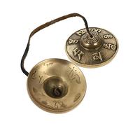 CVUTOVO Premium Copper Meditation Cymbal Bell with Six Syllable Engraving Handcrafted Yoga Chime for Mental Clarity and Buddhist Percussion Instrument for Meditation and Temple Use