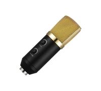 CVUTOVO Professional Condenser Microphone with Stand for Broadcasting and Sound Recording, Golden Plastic and Metal Design, for Radio Broadcasting and Voice-over Sound Applications