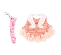 CVUTOVO Rabbit Harness Leash for Small and Dwarf Rabbits Orange Decorative Bunny Harness Set and Party Use Size s