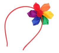 CVUTOVO Rainbow Flower Headband for Girls Lgbt Pride Accessories Single Layer Rainbow Colors Hair Hoop Fancy Flower Headband for Pride Month Celebration