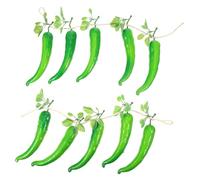 CVUTOVO Realistic 5pcs Foam Long Chili Pepper String, Hanging Fake Vegetable Decor for Farmhouse Kitchen and Cook Off Decorations, 2 Strings Per Pack