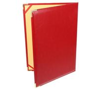 CVUTOVO Red Leather-style Binder Folder with Metal Corners Office Document Holder for Contracts Speeches Presentations Meetings Large
