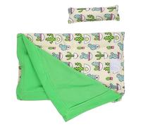 CVUTOVO Reptile Set with Pillow and Blanket for Iguanas and Geckos, Cotton Lizard Bed Small Pet Habitat Sleeping Sack in Beige and Green for Reptile Accessories