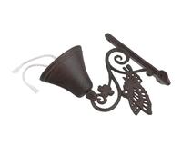 CVUTOVO Rustic Iron Wall Mounted Bell in Coffee Colour with Manually Shaking Feature for Front Doors and Cabin Use Vintage Style Decorative Hanging Doorbell