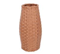 CVUTOVO Simulation Rattan Woven Vase Brown Compact Decorative Flower Vase for Home Office Desktop Adornment Stable Flat Base Elegant Rustic Style for Dried Flowers and Bouquet Display