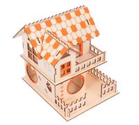 CVUTOVO Small Animal House Hamster Hideout House Wooden Chew Toy 2-Layer Design Safe Harbor Nesting Hut 17X14X15.5Cm Indoor Play Shelter for Mice and Small Pets