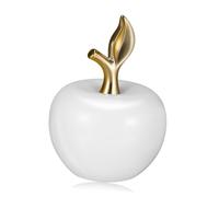 CVUTOVO Small Lifelike Ceramic Apple Ornament with Gold Leaf Decorative Tabletop Statue for Home Office Bedroom Creative Photography Prop and Living Accent