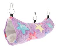 CVUTOVO Small Pets Hanging Hamster Bed Tunnel Hammock Thickened Cotton Warm Sleeping House for Hamsters and Squirrels, Purple Star Pattern, Suitable for Winter Bedding and Cage Accessories