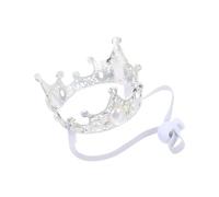 CVUTOVO Sparkling Dog Birthday Crown Hat with Adjustable Strap Small Pet Headwear for Parties Weddings Holidays and Photo Props Elegant Silver Princess Costume Accessory for Cats and Dogs