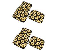 CVUTOVO Sunflower Butterfly Print Car Floor Mats 4Pcs Set Waterproof Auto Carpet Foot Mats Full Coverage Vehicle Interior Protection