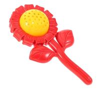 CVUTOVO Sunflower Hand Bell Jingle Stick for Safe Plastic Hand Rattle with Engaging Sound Sensory Learning for Newborns and Play Easy to Clean Red Instrument