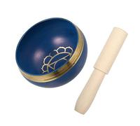 CVUTOVO Tibetan Singing Bowl Light Blue Meditation Tool with Mallet for Yoga Mindfulness Healing Sound Therapy Portable Buddhist Prayer Bowl Home Decor