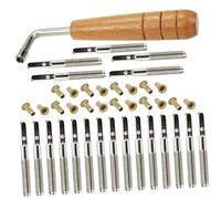 CVUTOVO Tuning Pin Peg Set for Lyre Harp Small Harp Stringed Instrument 20 Pins 20 Rivets 1 L-shaped Wrench Metal Wood Construction Universal Compatibility Precision Tuning Tools