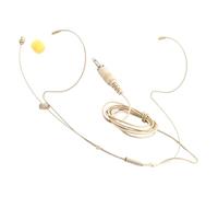 CVUTOVO Wired Over-Ear Headset with Omnidirectional Condenser Microphone, Beige Headworn Earhook Earset for Host Singer Performer, Noise Cancelling Earbuds with Detachable 3.5mm Cable,